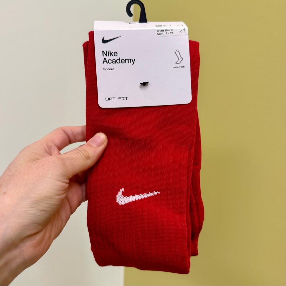Nike Academy Soccer Knee High Socks Size Large 8 - 12 Mens Red White